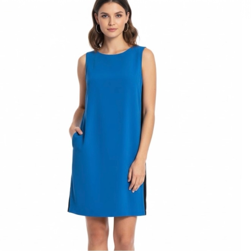 Love Moschino Womens Blue Black Colorblock Sleeveless Shift Dress Pockets Size 6